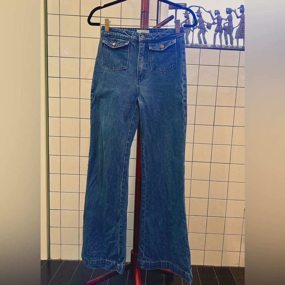 ROLLA'S Denim High-Waist East Coast flare Jeans in Mid Blue